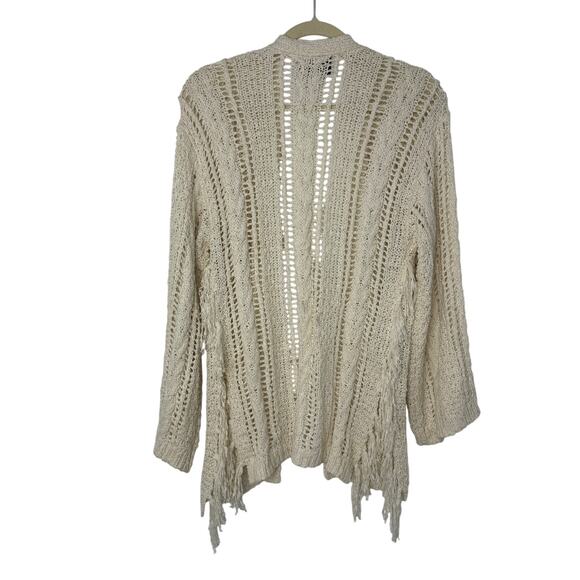 Cupcakes and Cashmere Open Knit Fringe Cardigan XS Boho Coastal Grandma - Picture 2 of 7